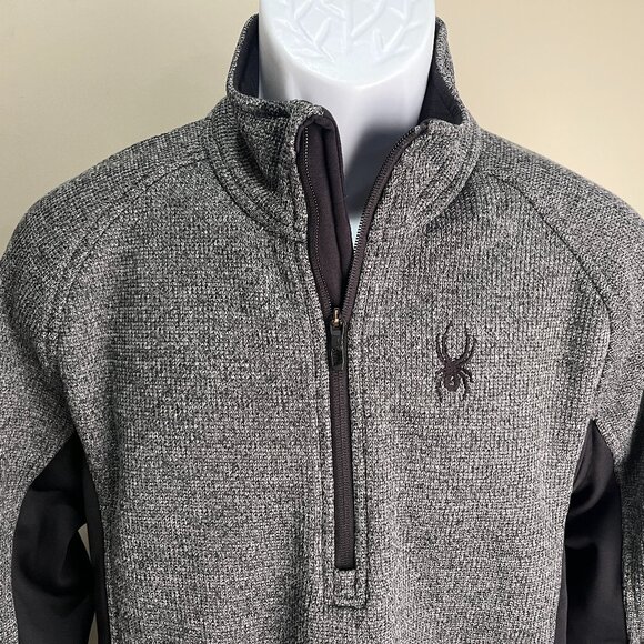 SPYDER Men's gray w/ black Core 1/2 zip Jacket sweater Medium M performance - Picture 1 of 7